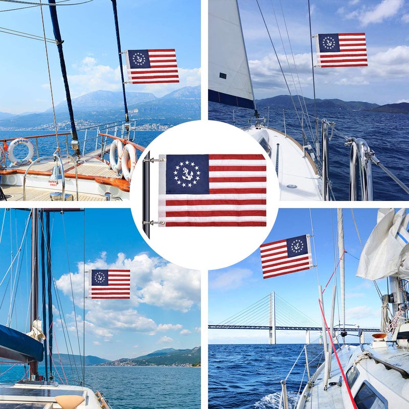 FLAGMESAGE Universal Boat Flag Marine 12"x18" with 4 Boat Flag Pole Kits, Ensign Nautical American Flag Fully with Sewn Stripes for Yacht Boat - Image 4